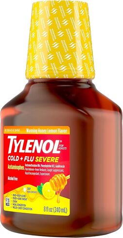 Tylenol Severe Cold + Flu Medicine, Liquid Day Cold & Flu Relief, Honey Lemon, 8 Fl. Oz in Saudi Arabia
