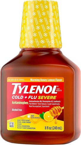 Tylenol Severe Cold + Flu Medicine, Liquid Day Cold & Flu Relief, Honey Lemon, 8 Fl. Oz in Saudi Arabia