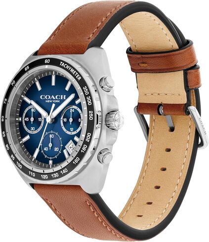 Coach Charter Men Men Chronograph Quartz Watch - 39 مم من الفولاذ المقاوم للصدأ - حزام Calfskin - ملحق أساسي ، هدية له in Saudi Arabia
