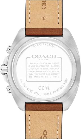Coach Charter Men Men Chronograph Quartz Watch - 39 مم من الفولاذ المقاوم للصدأ - حزام Calfskin - ملحق أساسي ، هدية له in Saudi Arabia