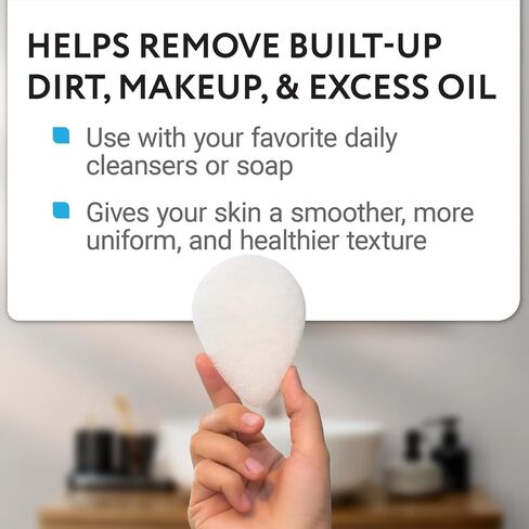 10 Pack Facial Sponge for Daily Cleansing and Gentle Exfoliating - Buff Puff Style Exfoliating Pads for Removing Dead Skin, Dirt and Makeup - Reusable Puf, Made in The USA in Kuwait