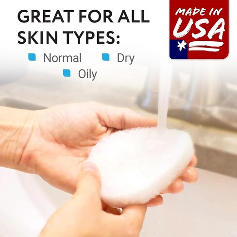 10 Pack Facial Sponge for Daily Cleansing and Gentle Exfoliating - Buff Puff Style Exfoliating Pads for Removing Dead Skin, Dirt and Makeup - Reusable Puf, Made in The USA in Kuwait
