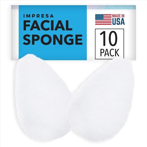 10 Pack Facial Sponge for Daily Cleansing and Gentle Exfoliating - Buff Puff Style Exfoliating Pads for Removing Dead Skin, Dirt and Makeup - Reusable Puf, Made in The USA in Kuwait