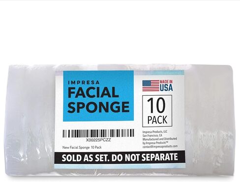10 Pack Facial Sponge for Daily Cleansing and Gentle Exfoliating - Buff Puff Style Exfoliating Pads for Removing Dead Skin, Dirt and Makeup - Reusable Puf, Made in The USA in Kuwait