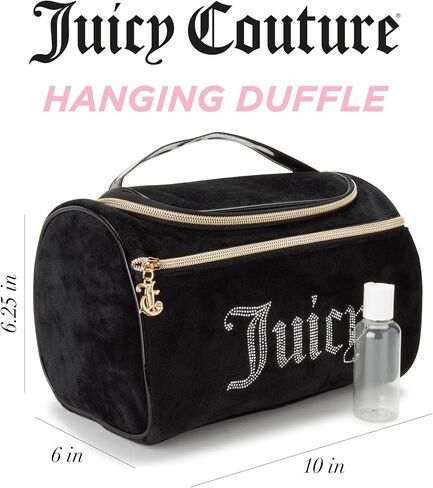 Juicy Couture Women's Cosmetics Bag - Hanging Travel Makeup and Toiletries Small Duffel Bag, Black in Saudi Arabia