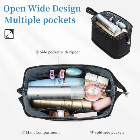 XQXA Toiletry Bag for Men, Hanging Dopp Kit Travel Bag for Men Women, Mens Travel Bag Shaving Bag for Toiletries Accessories (Black) in Saudi Arabia