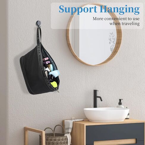 XQXA Toiletry Bag for Men, Hanging Dopp Kit Travel Bag for Men Women, Mens Travel Bag Shaving Bag for Toiletries Accessories (Black) in Saudi Arabia