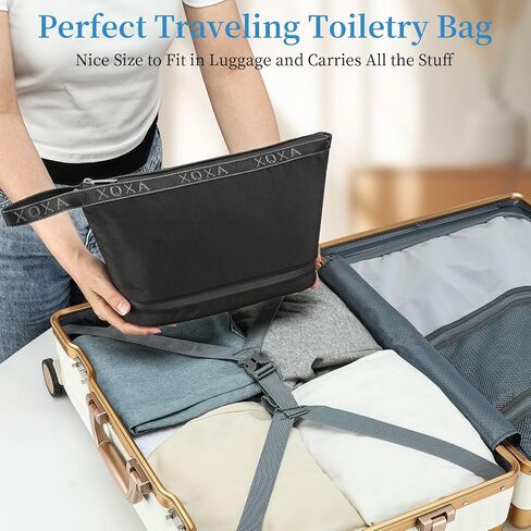 XQXA Toiletry Bag for Men, Hanging Dopp Kit Travel Bag for Men Women, Mens Travel Bag Shaving Bag for Toiletries Accessories (Black) in Saudi Arabia