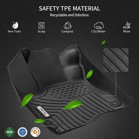 OEDRO Floor Mats Fits for Chevrolet Tahoe/GMC Yukon 2021-2025 w/ 7-Seat, Custom Fit TPE All Weather Trunk Mat with Backrest for Chevy Tahoe Accessories, Anti-Slip Back Seat Protector, Full Mat Set in Saudi Arabia