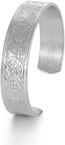 Dreamtimes Viking Tree of Life Bangle Bracelet Raven Talisman Bracelet Stainless Steel Bracelet Viking Celtic Knot Cuff Bangle for Men Women in Kuwait