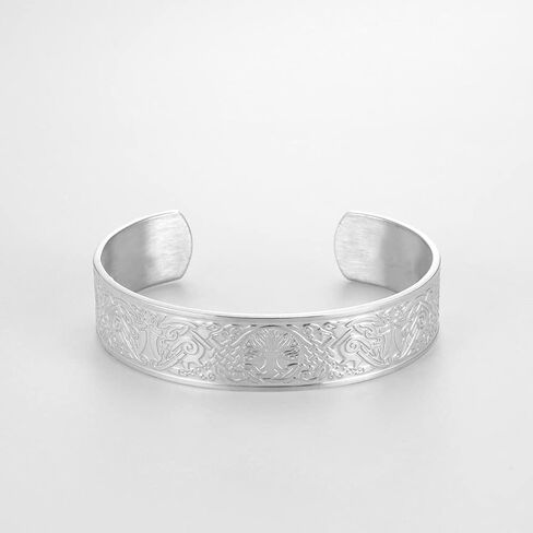 Dreamtimes Viking Tree of Life Bangle Bracelet Raven Talisman Bracelet Stainless Steel Bracelet Viking Celtic Knot Cuff Bangle for Men Women in Kuwait