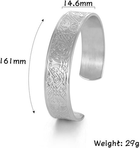 Dreamtimes Viking Tree of Life Bangle Bracelet Raven Talisman Bracelet Stainless Steel Bracelet Viking Celtic Knot Cuff Bangle for Men Women in Kuwait