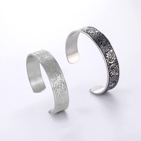 Dreamtimes Viking Tree of Life Bangle Bracelet Raven Talisman Bracelet Stainless Steel Bracelet Viking Celtic Knot Cuff Bangle for Men Women in Kuwait