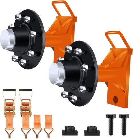 2 Pack Shipping Container Wheels 8x6.5 Lug, May Moves 9000 pounds 20ft-45ft Container, Shipping Container Wheels kit, with Ratchet Strap Tie Down J Hook, Quick disassembly (Orange) in Saudi Arabia