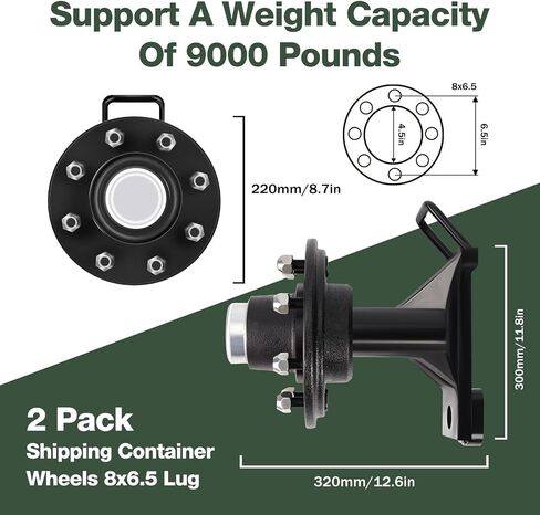 2 Pack Shipping Container Wheels 8x6.5 Lug, May Moves 9000 pounds 20ft-45ft Container, Shipping Container Wheels kit, with Ratchet Strap Tie Down J Hook, Quick disassembly (Orange) in Saudi Arabia