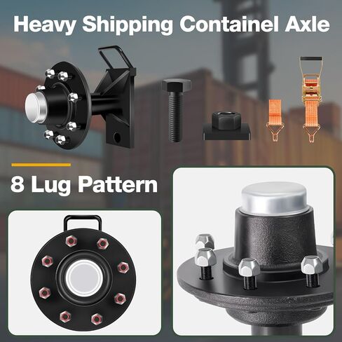 2 Pack Shipping Container Wheels 8x6.5 Lug, May Moves 9000 pounds 20ft-45ft Container, Shipping Container Wheels kit, with Ratchet Strap Tie Down J Hook, Quick disassembly (Orange) in Saudi Arabia