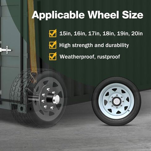 2 Pack Shipping Container Wheels 8x6.5 Lug, May Moves 9000 pounds 20ft-45ft Container, Shipping Container Wheels kit, with Ratchet Strap Tie Down J Hook, Quick disassembly (Orange) in Saudi Arabia