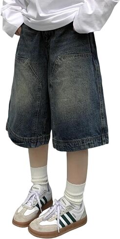 رجال jorts y2k baggy خمر الجرونج جان شورت الهيب هوب الشارع الشتاء جينز السراويل الصيف jorts jorts in Kuwait