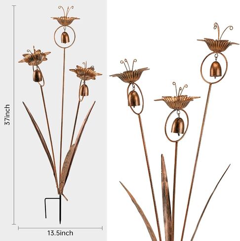 Metal Calla Lilies Flowers with Bells for Outside Yard Art Bronze Wind Chime in Saudi Arabia