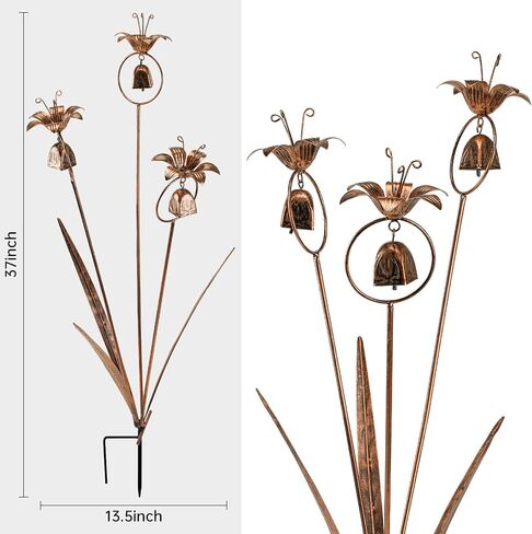 Metal Calla Lilies Flowers with Bells for Outside Yard Art Bronze Wind Chime in Saudi Arabia