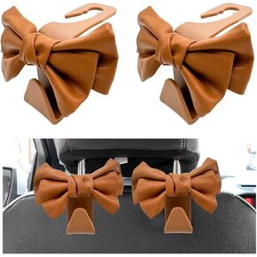 2PCS Purse Holder for Car Hooks, Cute Bow Car Seat Headrest Hooks Handbag Hanger, Bow Knot Auto Back Seat Organizer Storage Hook for Purse Bags Umbrellas, Car Accessories (White)