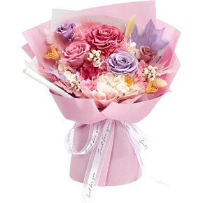 Preserved Flowers Roses Bouquet with Vases Real Pink Flowers for Delivery Prime, Forever Glitter Rose Bouquets Kit,Handmade Flowers Eternal Rosas,Gifts for Graduation Mom Women Birthday