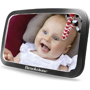 Brookstone-View View Car Mirror ، متوافقة مع معظم المركبات ، سهلة التثبيت ، لا توجد أدوات مطلوبة ، مثالية للرضع والمولود الجديد ، Safe & Shatterproof ، أسود ، كل شيء (BK1428-AMZ)