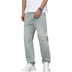 Verdusa Men's Faded Straight Leg Casual Denim Pants Vintage Jeans with Pockets