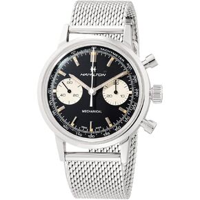Hamilton Watch American Classic Intra-Matic Mechanical Chronograph H Watch 40mm Case, Black Dial, Silver Stainless Steel Bracelet (Model: H38429130)
