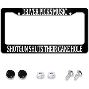 Draradi Driver Picks Music Shotgun Shuts Their Cake Hole Black Aluminium Alloy License Plate Frame Auto Car Accessories