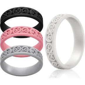 ThunderFit Silicone Ring Wedding Bands for Women, Modern Classic Bridal Sets, 5.5mm Wide, 1.9mm Thick, Women's Rubber Engagement Bands, Variety Multipack 4-6
