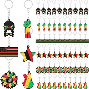 60 Pieces Juneteenth Keychain Bulk 4th of July Gift African Afro Party Supplies Black Women Hanging Gift Keychain Accessories for Red Juneteenth Decorations Freedom Day Party Decoration
