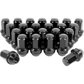 M14x2.0 Lug Nuts OEM Factory Style Large Acorn Seat for 2001-2014 F150 Expedition Navigator Factory Wheels Set of 24, 13/16 Hex Black Wheels Lug Nuts