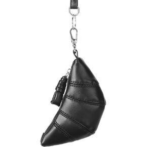 GOIACII Coin Purse Key Zipper Bag Small Wristlet Keychain Wallet for Women Cute Croissant