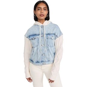[BLANKNYC] Womens Hooded Denim Jacket With Sleeve Detail
