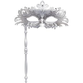 قناع تنكري البندقية مع مقبض ، تصميم فليجري مع أحجار الراين ، قناع عصا محمولة لماردي غرا in Kuwait