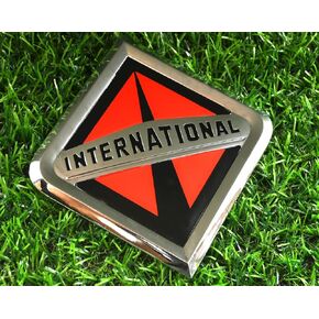 1x Grille International Emblem Truck Front Hood Badge Logo Replacement for International Truck All Series 3550901C2 (Chrome/Orange)