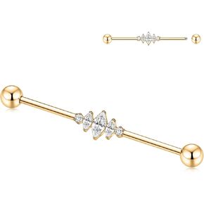 Gagabody Industrial Barbell Bar Industrial Bar Jewelry 14g Industrial Piercing Jewelry Cz Bar Industrial Bar Piercing 14g Cratilage Congring G23 Titanium Industrial Strains for Women