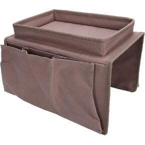 Minimalist Oxford Sofa Armrest Organizer, 4 Pockets, Couch Bedside Storage, Foldable, Black and White