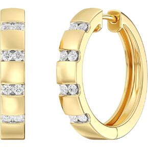Gilded Lab-Grown Diamond Fashion Hoop Earrings, 1/4 CTTW, SI1 F Color, Sterling Silver & 14K Gold-Plated, Elegant & Ethical Jewelry for Women, Gift Box Included, Perfect for Anniversaries & Gifts