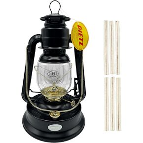 Light of Mine - Dietz #01 Little Wizard Black with Gold Trim Oil Lantern with 5/8 "Strips Wick ( #01 ، B&G)