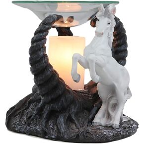 eBros Fantasy Sacred White Unicorn by Three Enchanted Forest Twisted Trees Electric Oil Burner Tart Raperer رائحة تمثال طويل العطر منزل يونيكورن التاميل