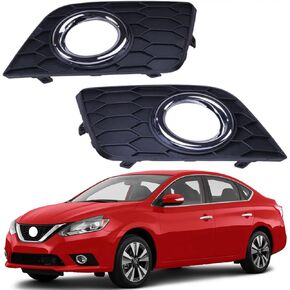 Pair of Front Fog Light Covers Trim Bezel RH LH Compatible With Nissan Sentra S SR SL SV FE+S SR Turbo 2016-2019 Replaces NI1038143 NI1039143 62257-4AF0A 622564AF0A, BLACK