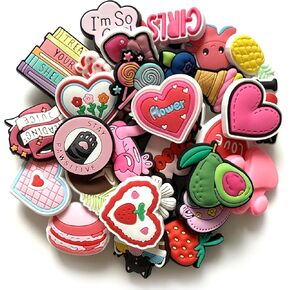30Pcs Cute Pink Lovely Shoe Charms for Croc Clogs Decoration, Shoe Decoration for Adults Teen