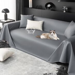 أريكة مقاومة للماء 100 ٪ تغطي 81 "x102" غطاء أريكة غير قابلة للانزلاق على نطاق واسع ل 3-4 وسادة الأريكة المقطعية فو ، حامي الأثاث الأريكة الأريكة الأريكة للكلاب (رمادي داكن)