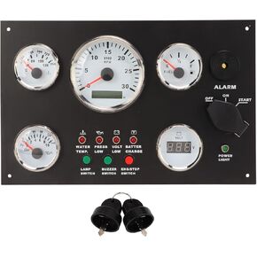 ACOUTO BOAT DASH DASH DASH MANTER SPEED REVER LESER LESER LESS PRESSION SPORTAGE GOFTIGHES LAGHES مع إضاءة خلفية حمراء لاستبدال لوحة مجموعة GAUGE MARIGE RV (12 فولت)