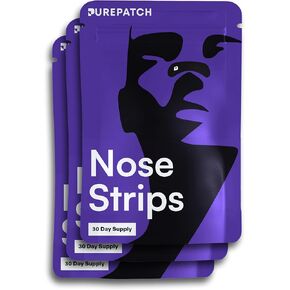 Pure Patch Nose Strips - Promotes Nasal Breathing, Improves Sleep (30 Packs)