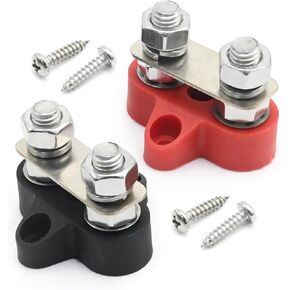 2pcs 5/16 "أزرار مزدوجة حظر الحافلة ، 12V 200A طاقة البطارية تقاطع POST ، كتلة توزيع البطارية بعد بوسار سلبي إيجابي للقارب البحري للسيارات التلقائية (أحمر+أسود)