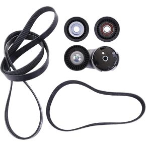 243857 Drive Belt Tensioner and Idler Pulley Serpentine Belt kit Compatible with Maserati Ghibli Levante Quattroporte 3.0 3.8L V6 2013-2020 Engine Drive Belt Tensioner Pulley 278950, 278940, 286570