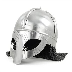 gjermundbu viking خوذة مع chainmail | محارب في العصور الوسطى قابلة للارتداء خوذة | جلود مبطنة بطانة | روماني طروادة ووريور نايت سبارتان لارس زي